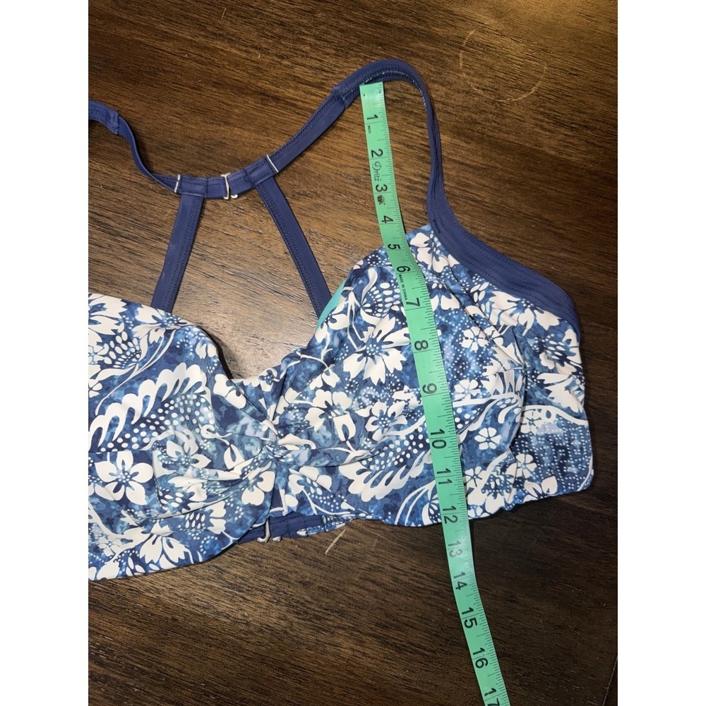 Title Nine Bikini Top Bra Women's 38DD Swimsuit Beach Pool Blue Floral Underwire - Picture 3 of 6